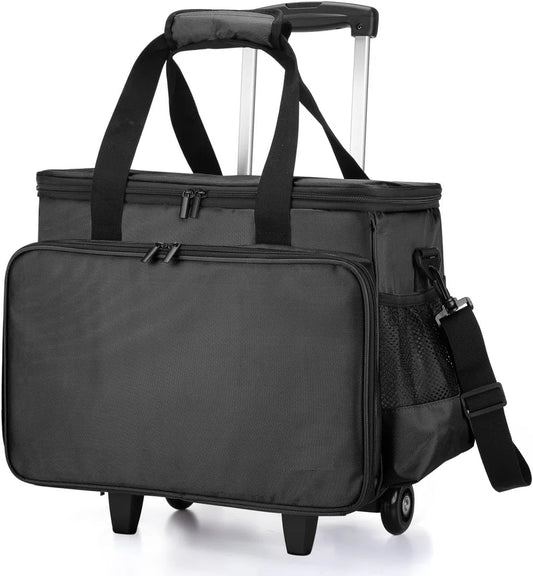 Naaimachinetas met Verwijderbaar Kussen - Naaimachine trolley - Rollende Naaimachinetas - Trolley Koffer voor Naaimachine en Extra Naai-accessoires - Zwart