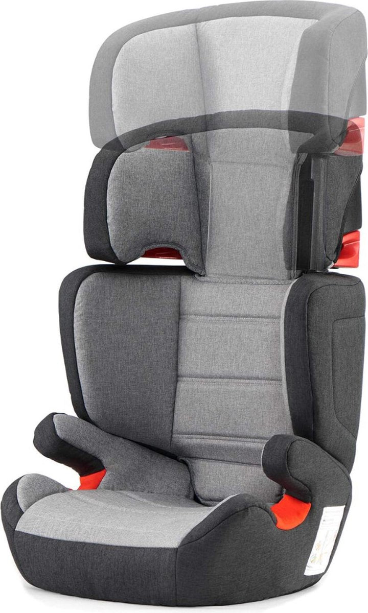 Car seat booster - Booster seat with Isofix - Adjustable Headrest for Toddlers - Group 2/3 - 15-36 kg - up to 12 years - Black/Grey
