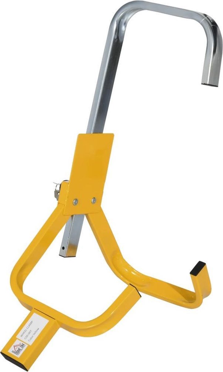 Universal Wheel Clamp with Lock - Anti-Theft Parking Clamp Security - Adjustable Wheel Lock for Car/Trailer/Caravan - With PP Sleeve Against Wheel Damage - Yellow