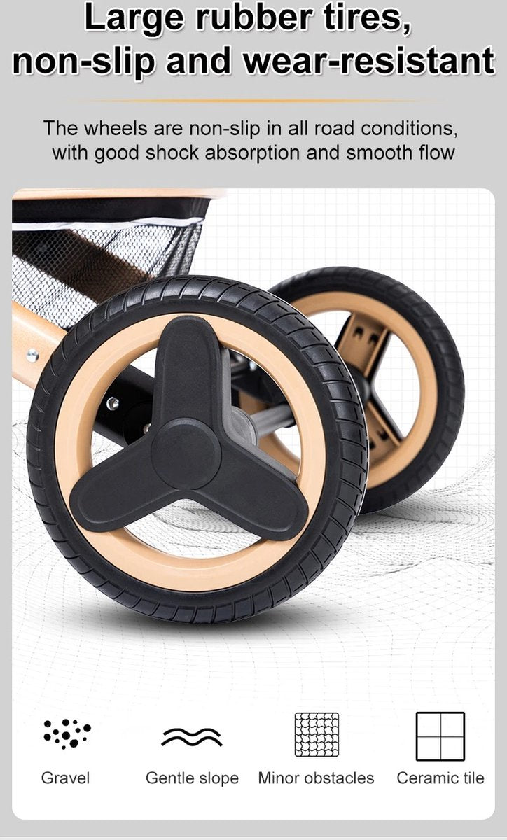 ByLoesje® Kinderwagen 3 In 1 Luxe Draagbare Kinderwagen - Zwart - Verstelbaar - Opvouwbaar - Adapters - Regenhoes - Bekerhouder - Muggennet - Luiertas - Zomermat