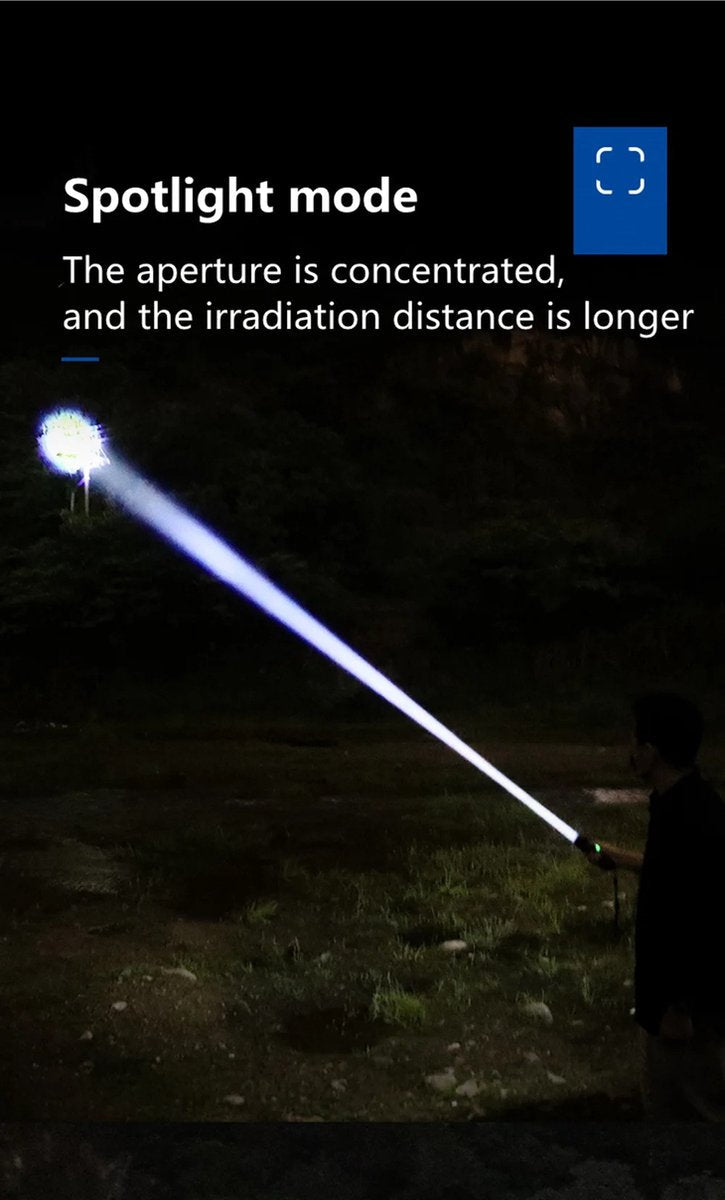 Bolmans - Zaklampen - Zaklamp - Maglite - LED Zaklamp - Zoom - 1500M Bereik - 100W - Oplaadbaar - Waterdicht - Militaire Zaklamp