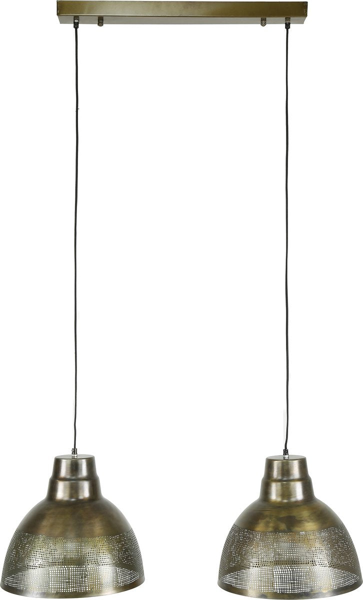 Hanglamp Screen | 2 lichts | Ø38 | 150 cm | metaal | brons / bruin | eettafel / woonkamerlamp | sfeervol / warm licht | modern / landelijk design