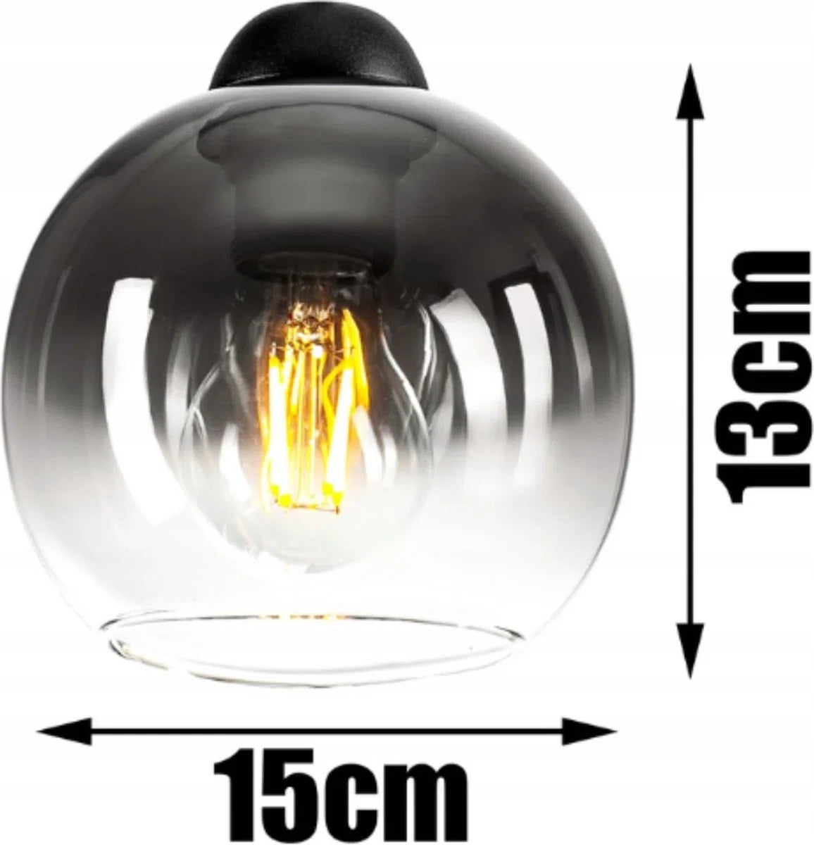 Industrial Pendant Light for Living Room, Dining Room - 5-Light Spheres - Smoke Graphite Glass
