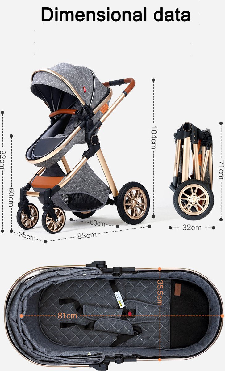 Luxe Multifunctionele 3-in-1 Combi Kinderwagen – Kwalitatieve Buggy – Inklapbare Wandelwagen – Crème – Incl. Autostoel