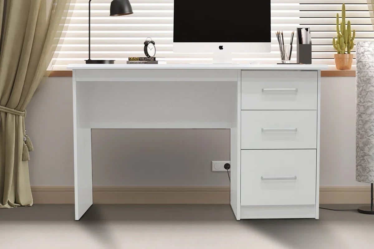 Bureau Rinke Wit - MDF - 121x60cm - With storage space - Height 75 cm - With drawers