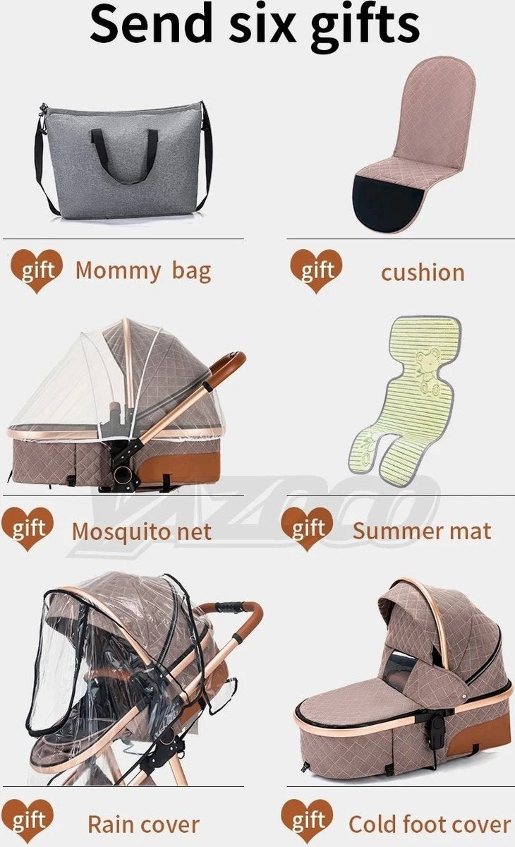 Luxury Multifunctional 3-in-1 Combination Stroller - Quality Buggy - Buggies - Foldable Stroller - Maxi Cosi - Incl. Car Seat - dark grey