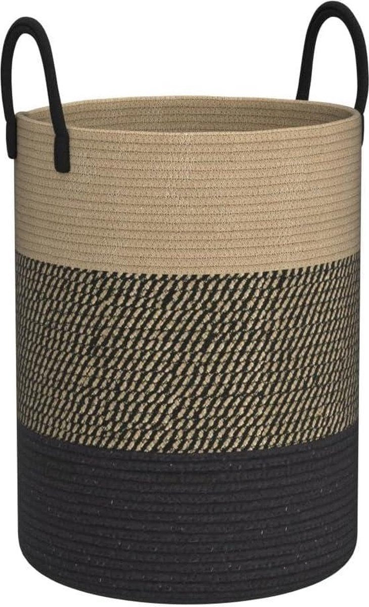 Woven Cotton Laundry Basket - Laundry Collector and Toy Storage Basket with Handle - Handmade - Z-Brown 2 Laundry Basket