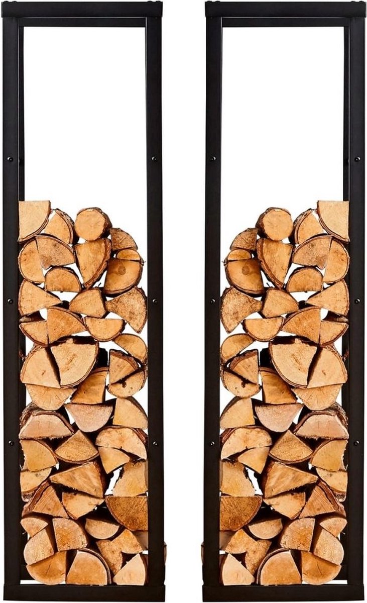 Wood Rack - Wood Storage - Firewood Rack - Firewood - Storage - Indoor and Outdoor Rack - Firewood - Metal - Black - 150x40x25cm