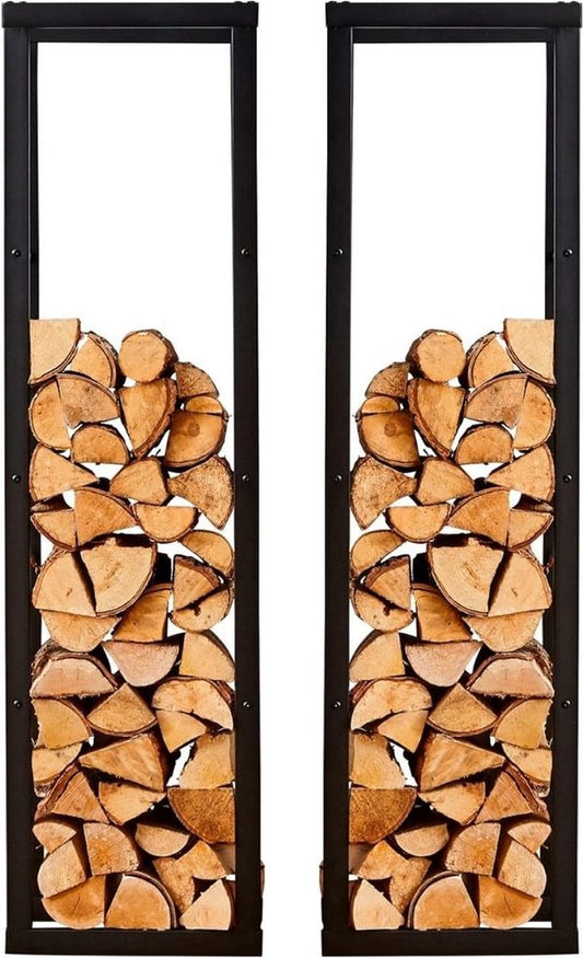 Wood Rack - Wood Storage - Firewood Rack - Firewood - Storage - Indoor and Outdoor Rack - Firewood - Metal - Black - 150x40x25cm