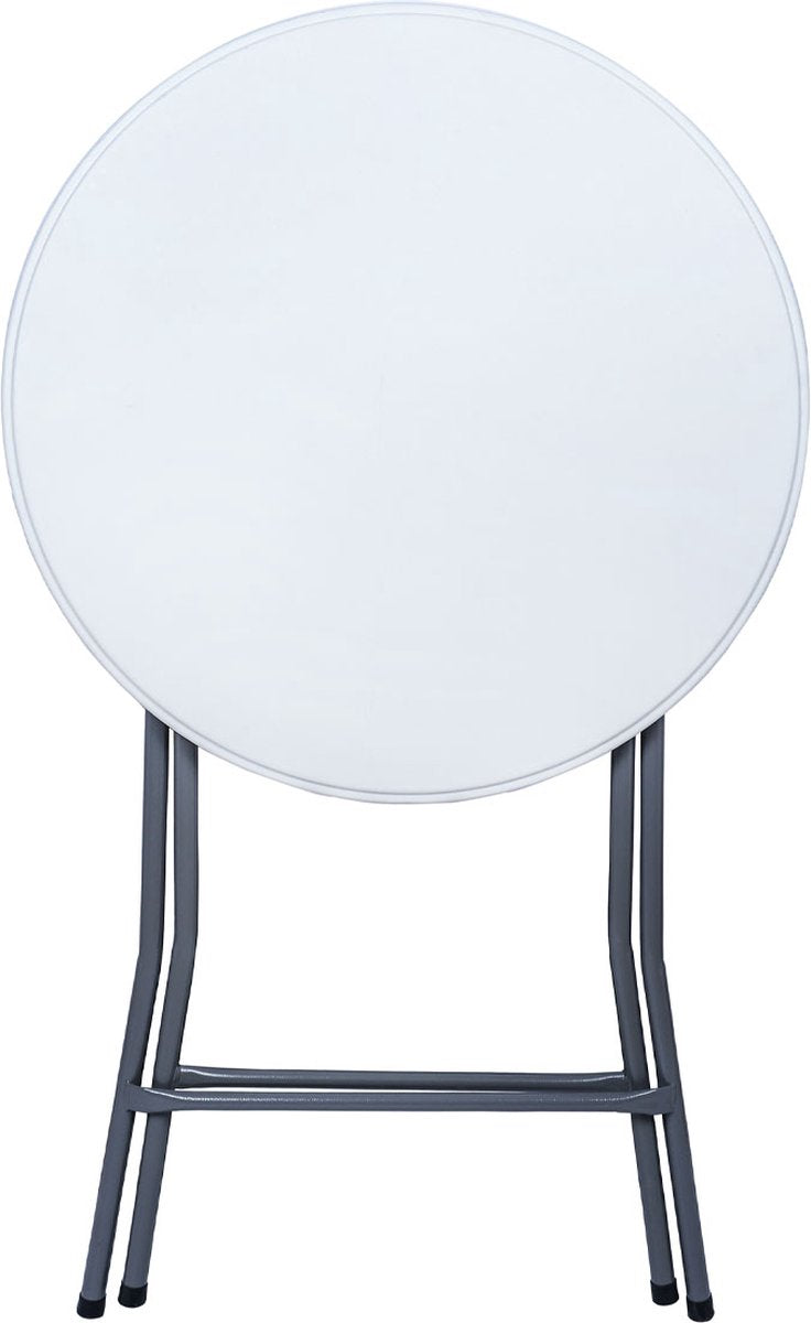 BRASQ Standing Table White/Grey ø80 x 110 cm - Bar table - Folding table - Foldable plastic and metal for indoor and outdoor use