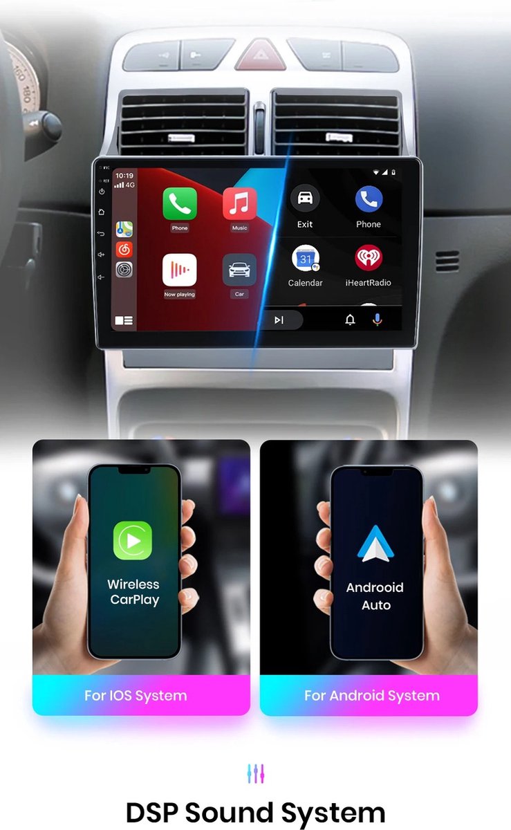 Autoradio - Android Carplay - Bluetooth Radio - Peugeot 307