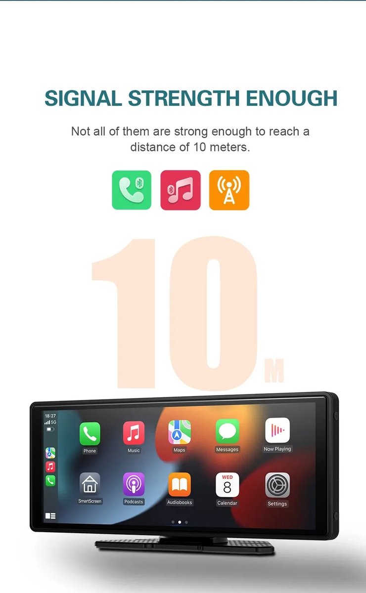 Carplay Scherm - Touchscreen - Navigatiesysteem Auto - Voor Apple & Android - Universeel - Carplay Draadloos - Multimedia Autoradio - 10,26 INCH