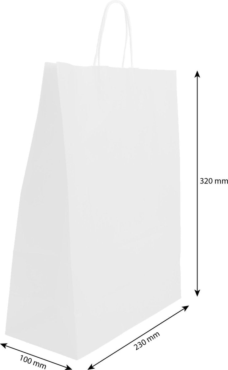 Papieren draagtas wit - 230x320 mm - Per 100 stuks