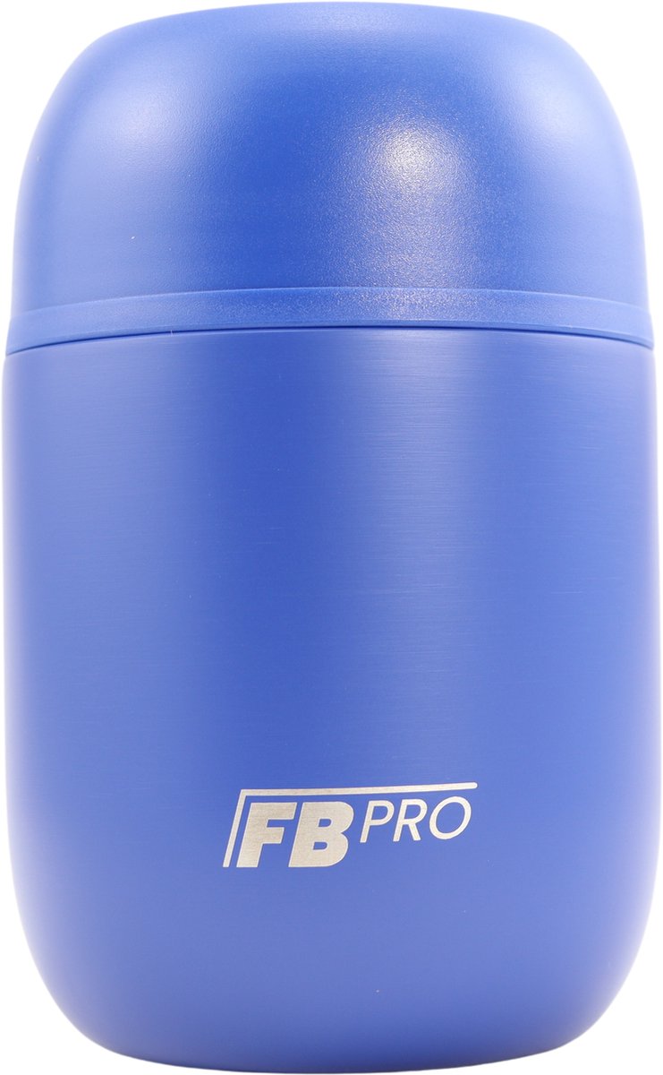 Thermos voedselcontainer met lepel - Thermoskan - Thermosbeker voor het meenemen van eten - Voedselcontainer voor soep, noodles, babyvoeding, havermout, ijs en meer! - Yoghurtbeker to go - Blauw en Zwart - 420ml
