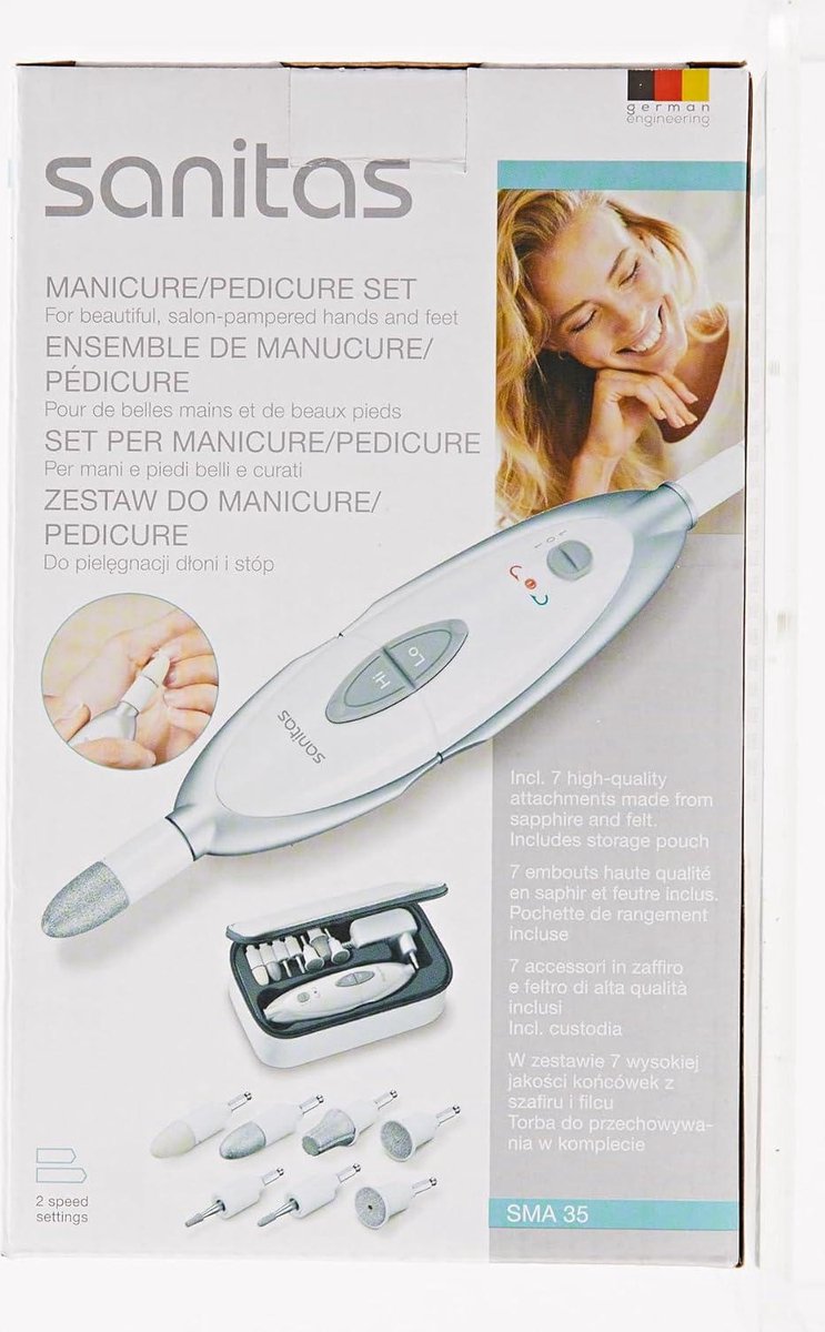 Manicure set Electric nail care set with 7 attachments - White/Silver