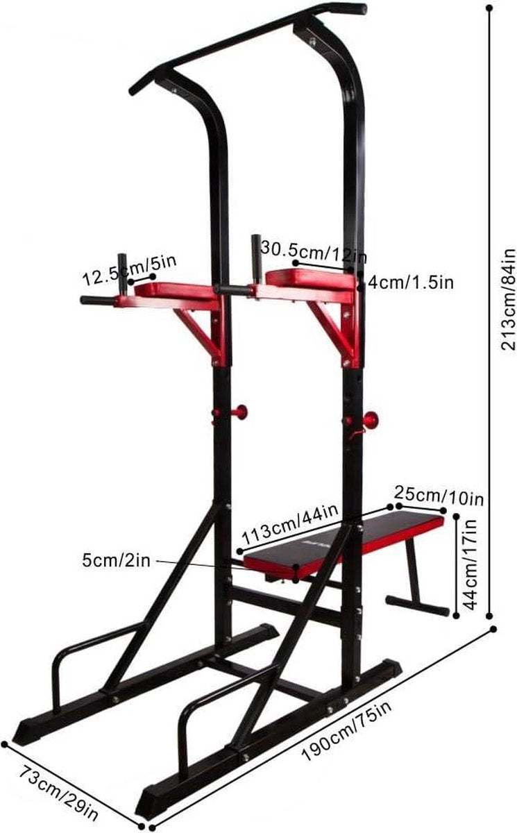 Pull up station Dip Power Krachtstation Sit Up - Chin Up - Push Up Bar - Dip Weight Bank in html. Pull up station
