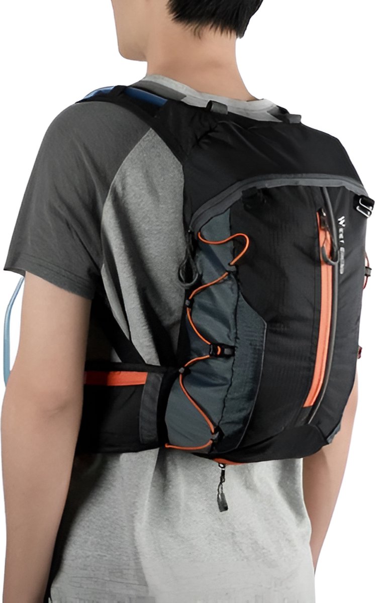 E-Shop4u® - Fietsrugzak 16L - Opvouwbaar - Waterzak 2L - Oranje - Outdoor Sport - Mannen & Vrouwen