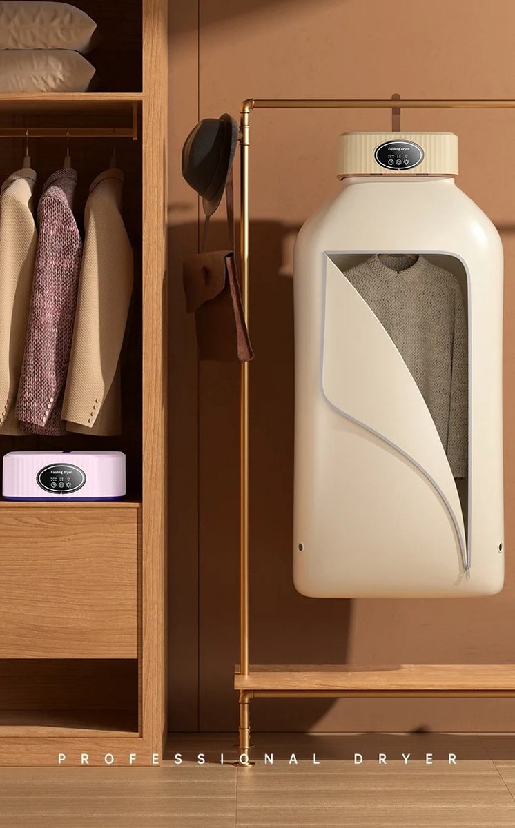 Multifunctional Dryer - Electric Clothes Dryer - Portable Compact - Foldable Clothes Dryer - 1000 W - Small Dryer - Smart Dryer - Timer Setting - Beige