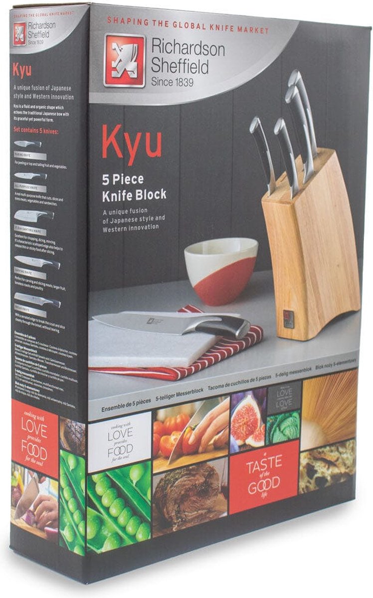 Richardson Sheffield Kyu - 5-delige messenset inclusief messenblok - hout