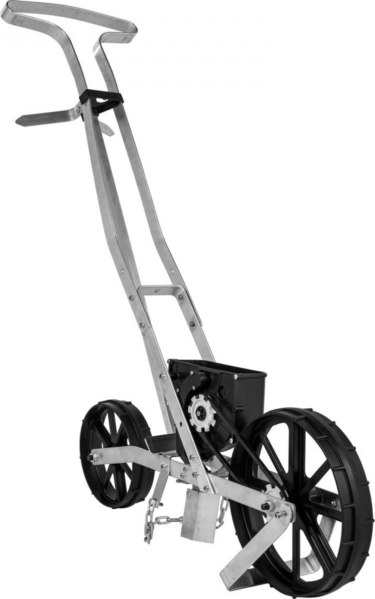 Garden Push Seeder 78-84cm High Garden Push Seeder Aluminum and ABS Row Crop Planter with Six Interchangeable Seed Plates and Row Marker for Sowing Various Crops and Vegetables