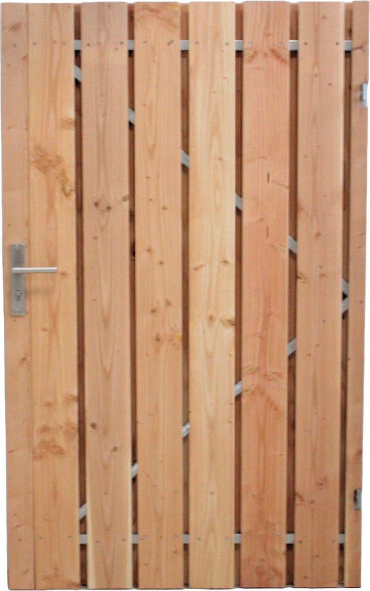 Douglas tuinpoort schuttingdeur incl. cilinderslot en stalen frame 100 x 180 (rechtsdraaiend)