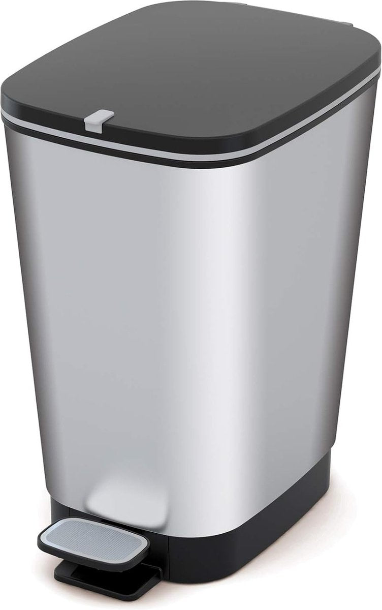 Waste Bin Chic 50 liters in Silver, plastic, 29x44.5 x 60.5 cm, Made in Italy