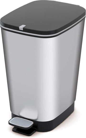 Afvalbak Chic 50 liter in Zilver, plastic, 29x44,5 x 60,5 cm, Made in Italy