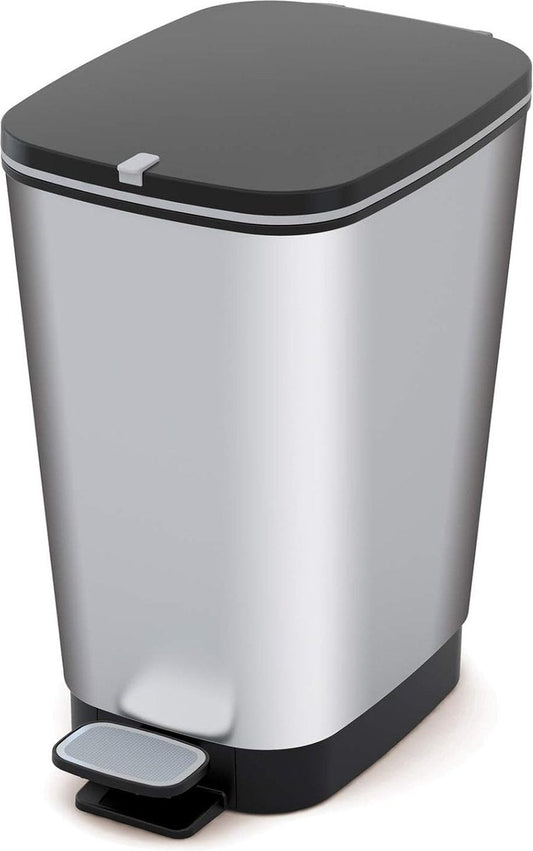 Waste Bin Chic 50 liters in Silver, plastic, 29x44.5 x 60.5 cm, Made in Italy