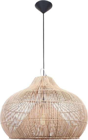 Rotan hanglamp Twisk | 1 lichts | bruin / naturel | hout | Ø 50 cm | eetkamer / eettafel lamp | modern design