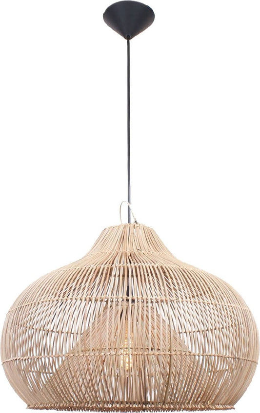 Rattan pendant lamp Twisk | 1 light | brown / natural | wood | Ø 50 cm | dining room / dining table lamp | modern design