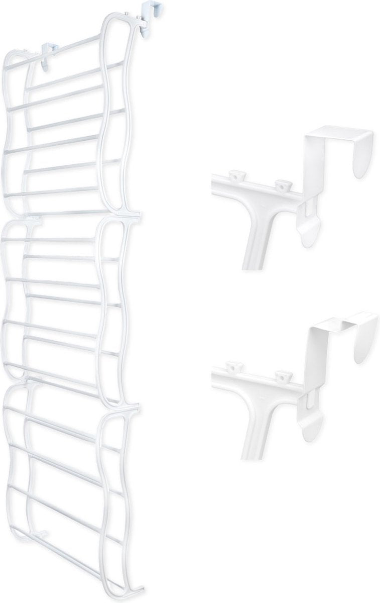 LG Life's Green Schoenrek Hangend – 180x50x20cm - Schoenrek – Geschikt Voor Stompe en Opdekdeuren – Schoenrek voor 24 tot 36 Paar Schoenen – Deurhanger – Ruimtebesparende Schoenbank – Schoenopberger – Kunststof/Metaal – Wit