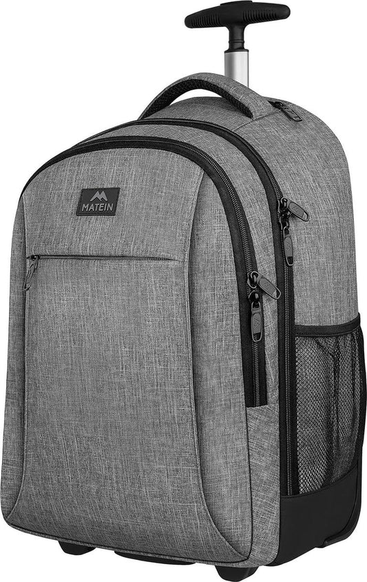 Rolling Backpack, Business Trolley, Lightweight Carry-On, Airplane, Travel Backpack, Men, 17-inch, Laptop Bag, Wheeled Travel Bag, Women, School Trolley, Wheel Backpack, for Work, University,