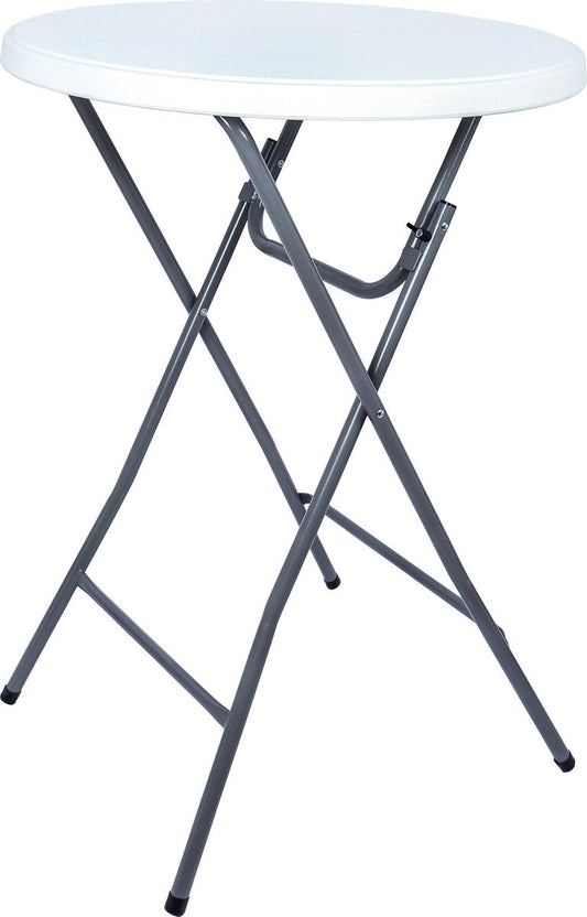 BRASQ Standing Table White/Grey ø80 x 110 cm - Bar table - Folding table - Foldable plastic and metal for indoor and outdoor use