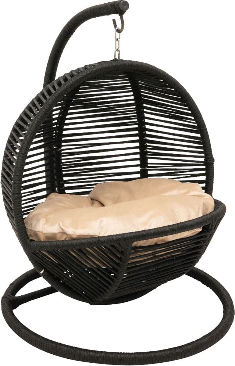 Bella Home Simba - Minizweefstoel - Kat - Hond - Zwart - Crème kussen