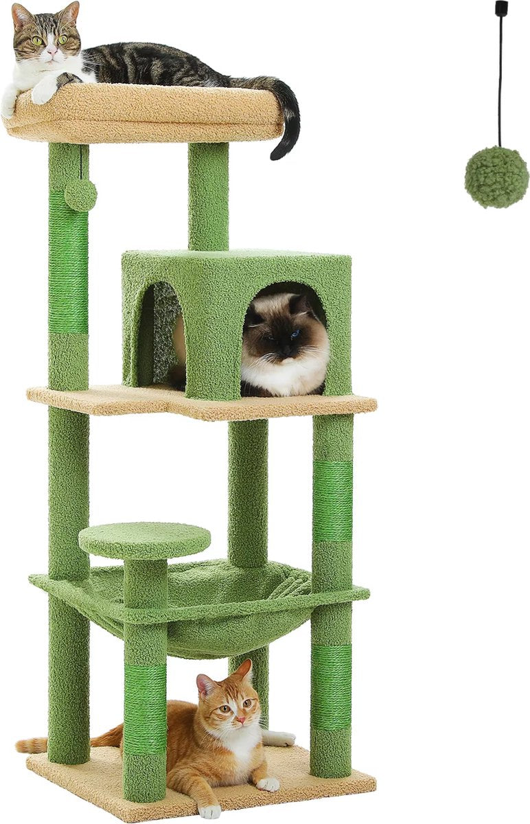 Luxury Cat Tree - Scratching Post for Cats - Cat House - Cat Furniture - Cat Tower - Green - 41x45x116cm