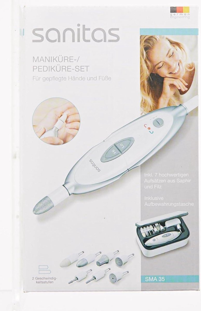 Manicure set Electric nail care set with 7 attachments - White/Silver