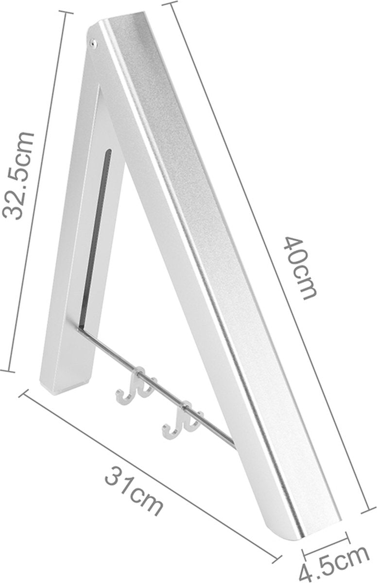 Milano Luxe inklapbaar droogrek – Wasrek hangend – Inklapbaar wasrek – Kledingrek voor wandmontage – Stevige inklapbare kledinghaak – Lichtgewicht en ruimtebesparend wasrek – Zilver - 40.5x33x31 cm