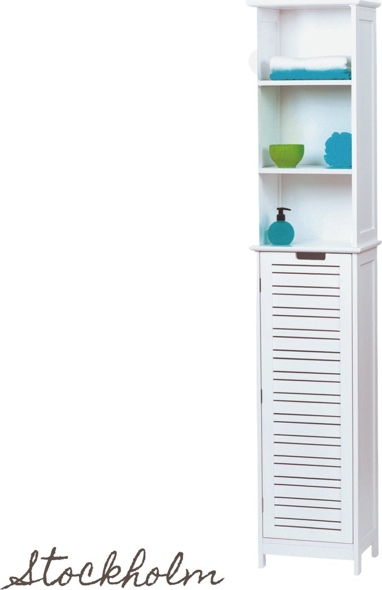 Badkamerkast - Hoge badkamerkasten - Kolomkast badkamer - Badkamermeubel - Wit - 173 x 26 x 35 cm