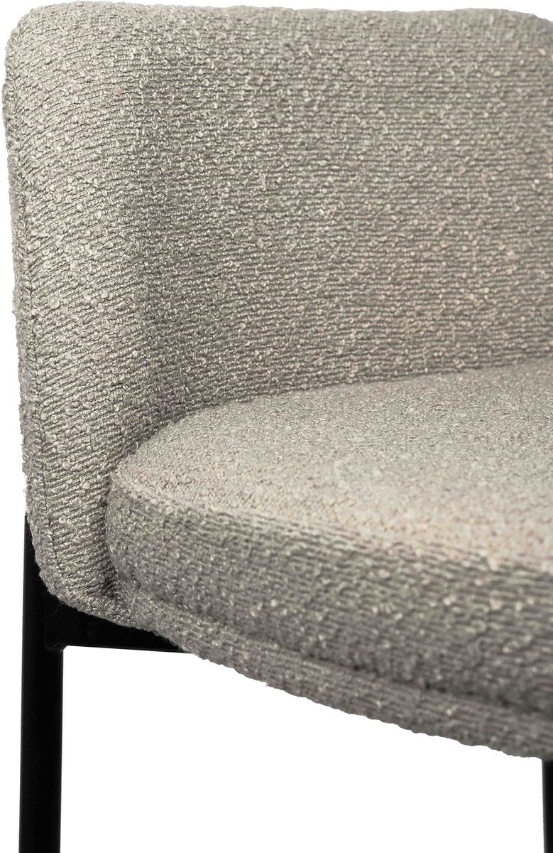 Barkruk Lylou Zand - Stof - Set van 2 - Geschikt voor kookeiland - Met rugleuning - Zithoogte 65 cm - Zitdiepte 42 cm