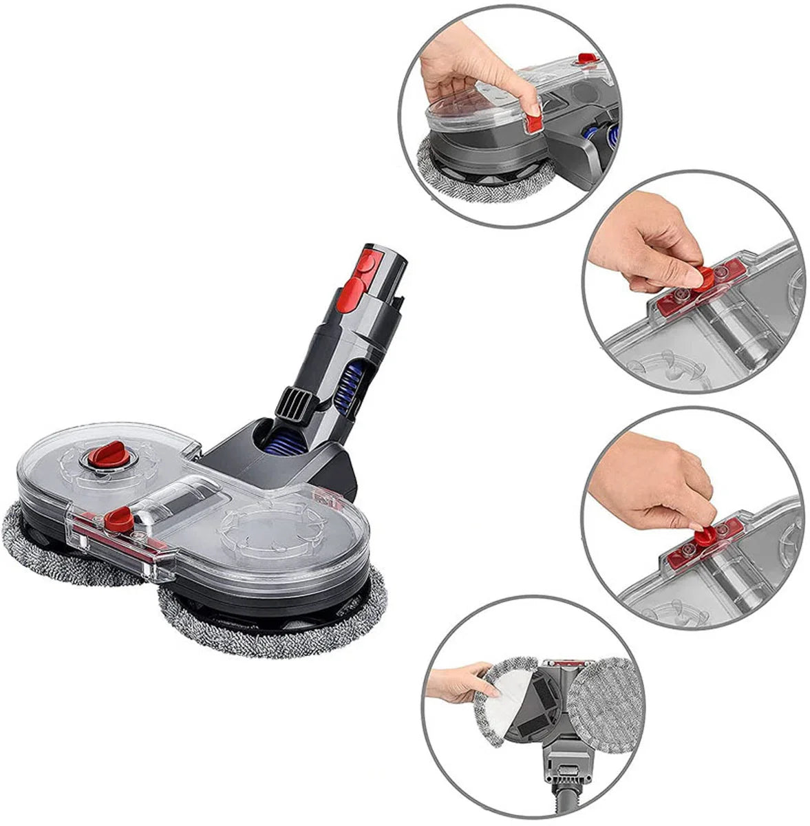 Mop Dweil Geschikt Voor Dyson V15, V11, V8, V7 Steelstofzuiger - Inclusief 6 Dweilmops - Nat & Droog Vloerwisser - Vloermop