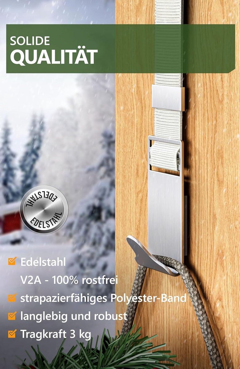 Door wreath hook stainless steel - flexible door hook for wreaths - universal hook for indoor and outdoor doors