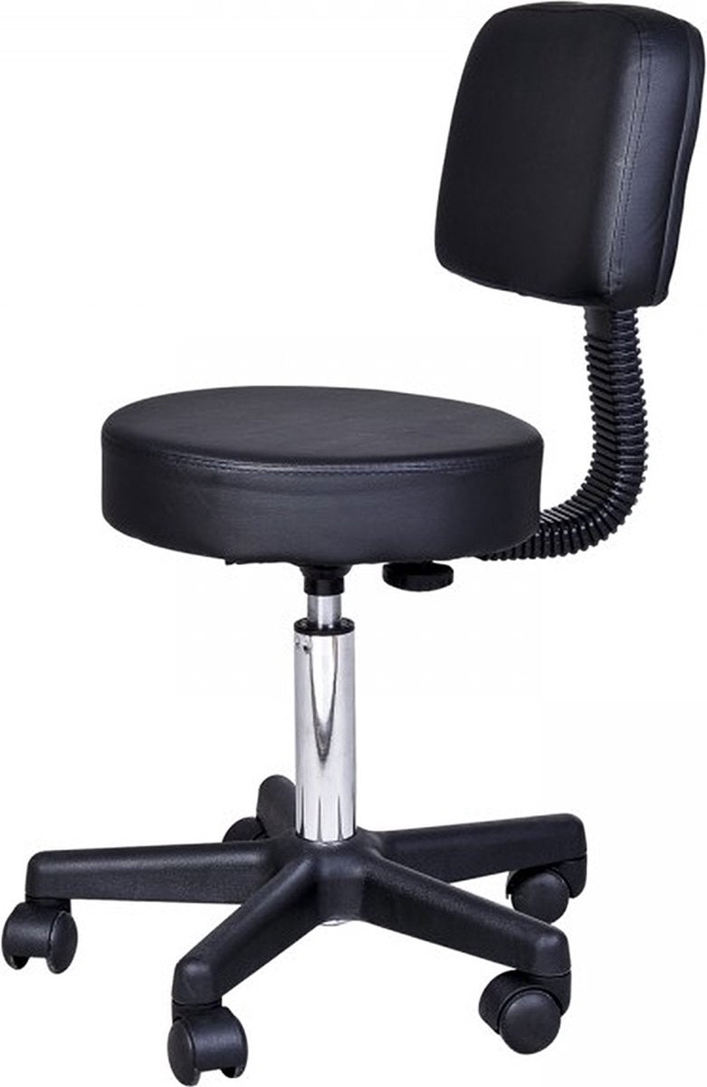 Tabouret comfort - Tabouret with backrest - Work stool - Swivel stool - Hairdressing stool - Height adjustable - Black