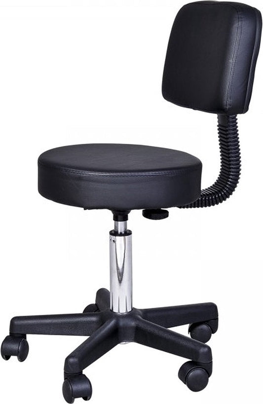 Tabouret comfort - Tabouret with backrest - Work stool - Swivel stool - Hairdressing stool - Height adjustable - Black