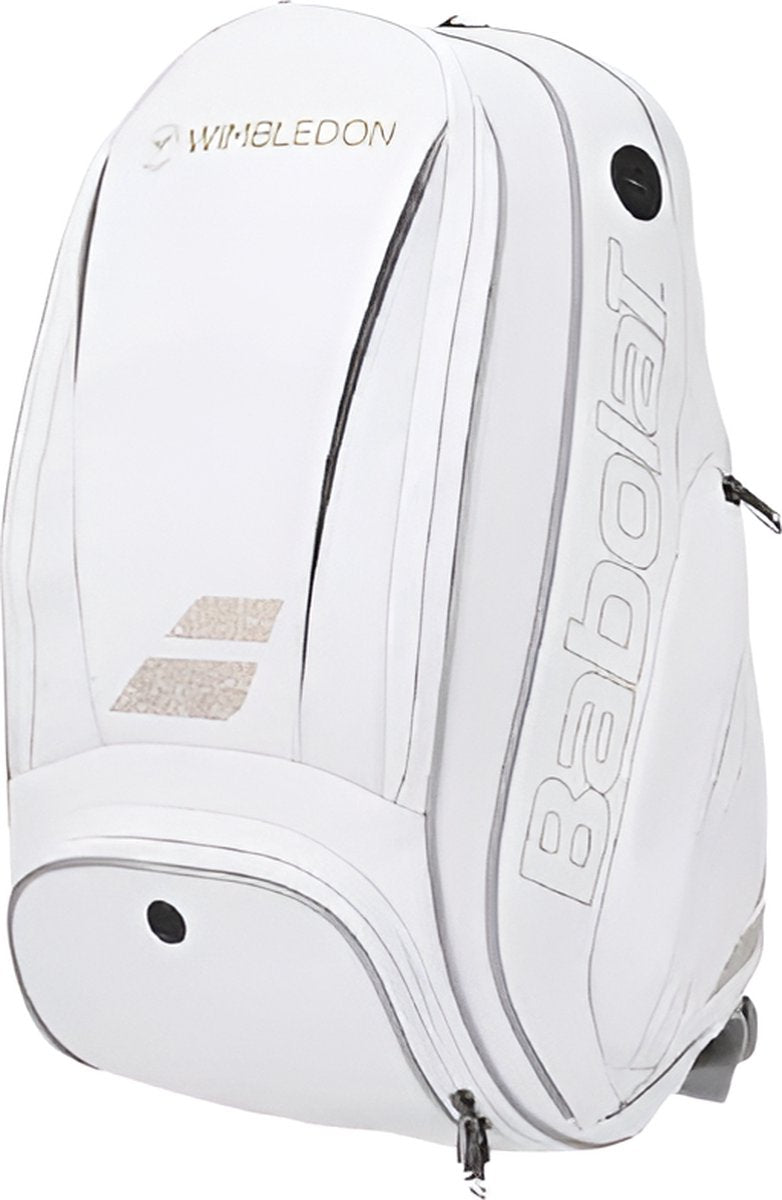 E-Shop4u - Tennis Bag - Tennis Backpack - White - Polyester - Tennis Racket Bag for Men and Women - Ventilated Shoe Compartment - Durable and Stylish Design - Squash-Tennis-Badminton-Pickleball-Padel