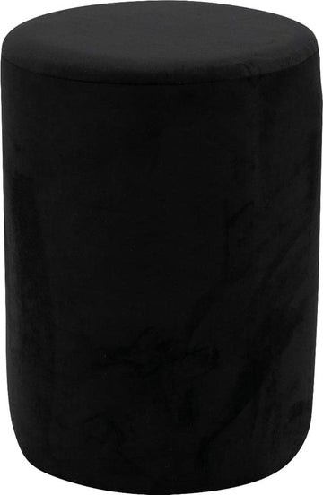 Velvet Poef Kira Zwart | Rond | Voetenbankje | Zitbank | Modern & Luxe | Handgemaakt | 32 x 45 cm