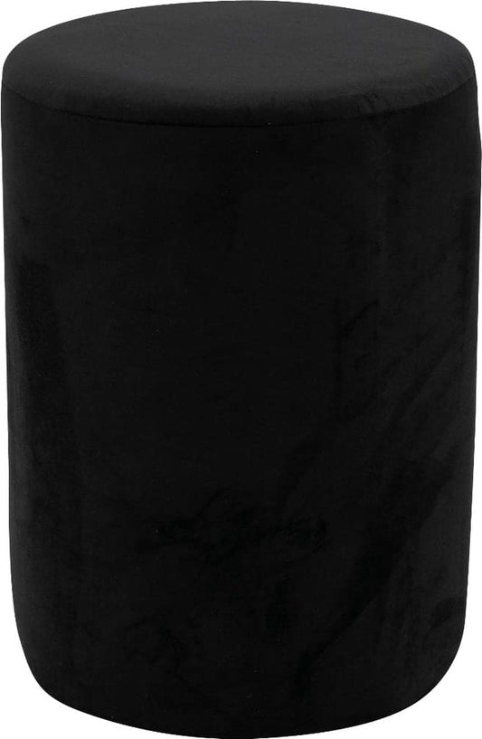 Fluwelen Poef Kira Zwart | Rond | Voetenbank | Zitmeubel | Modern & Luxe | Handgemaakt | 32 x 45 cm