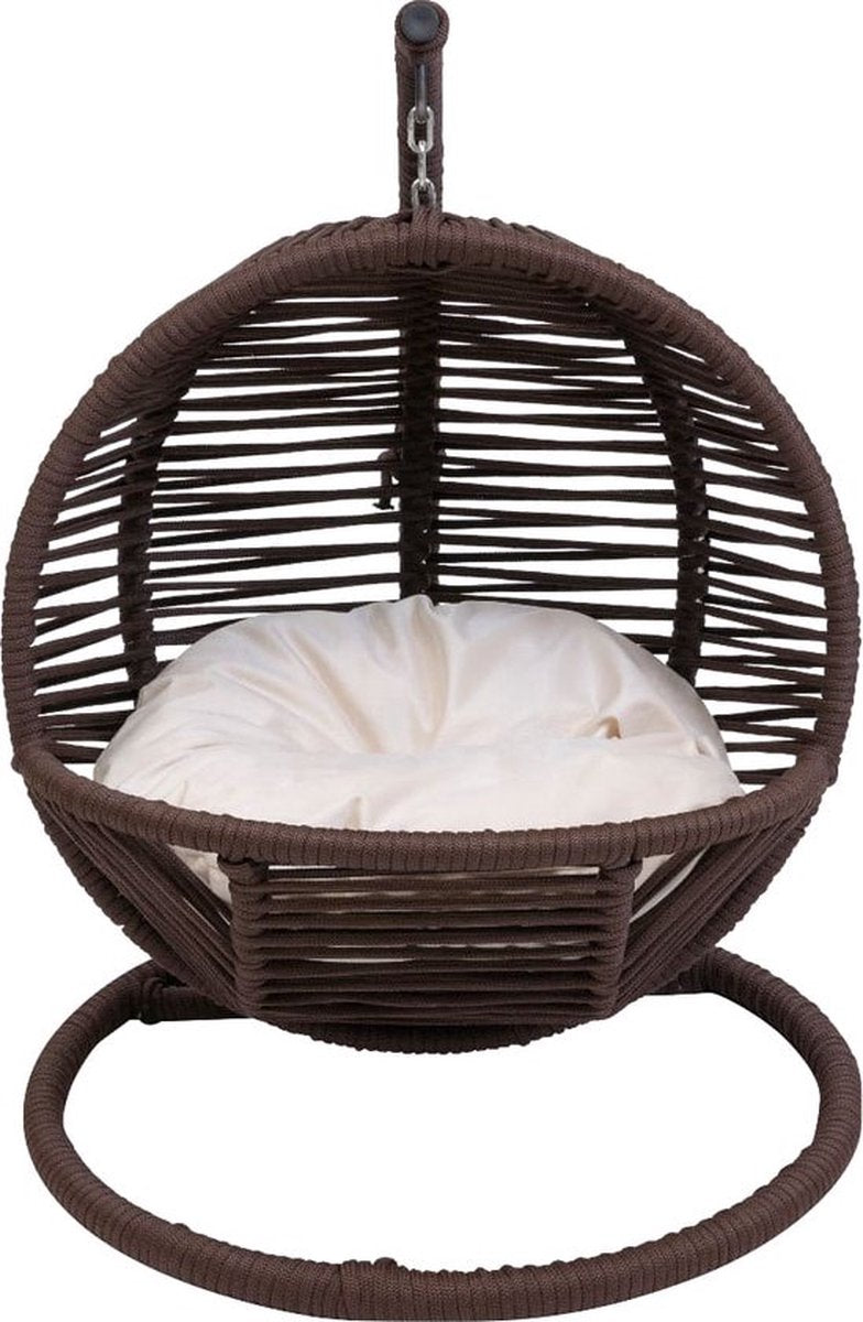 Bella Home Simba - Mini hangstoel - Kat - Hond - Bruin - Crème kussen