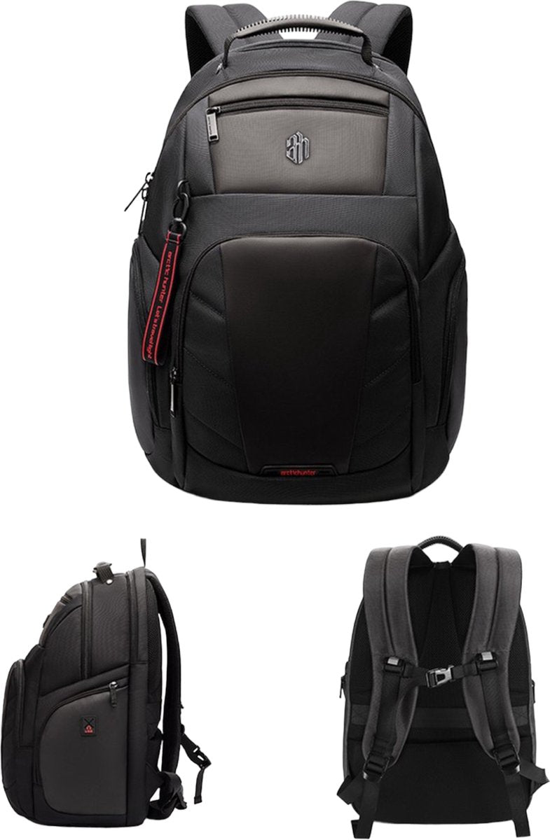 Arctic Hunter Rugzak - Laptoptas - Motorrugzak - Waterafstotend - Zwart - Lichtgewicht