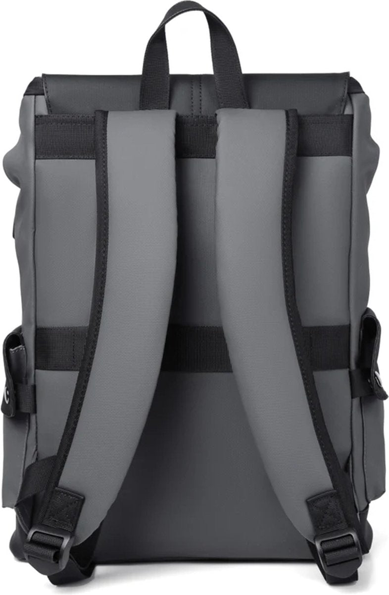 EliteNest® Rugzak - Hoogwaardige Kwaliteit PU-Leder - Waterdicht - Laptop Rugzak - 14 inch - USB Opladen - Ergonomisch en Krasbestendig - 20-35 L- Lichtgrijs
