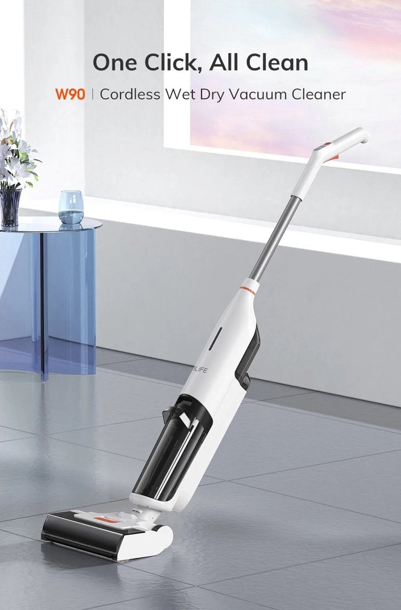 Eszenzics™ Steelstofzuiger ProW90 - Draadloos - Zelfreinigende borstel - 3-in-1 - Zuig-Dweil-Was functie - Krachtige 150W stofzuiger - Geluidsarm